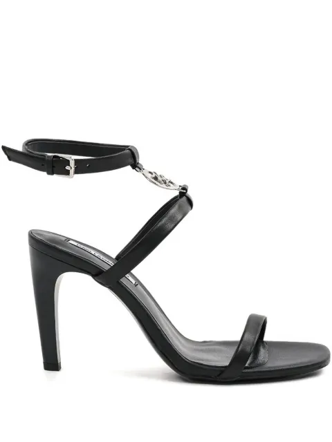Karl Lagerfeld logo-plaque leather heeled sandals Black KL32914