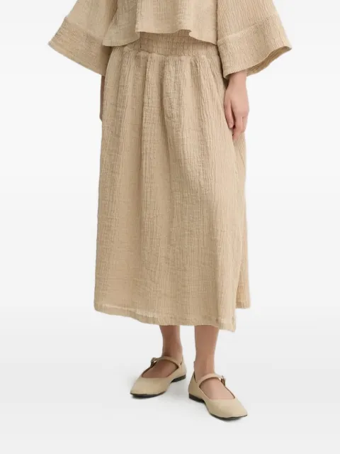 By Malene Birger smocked-waist midi A-line skirt Neutrals 103387