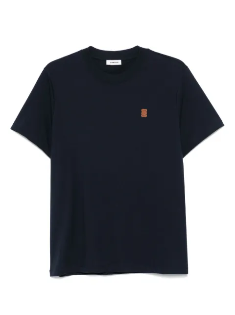 SANDRO leather logo T-shirt Blue SHPTS01670