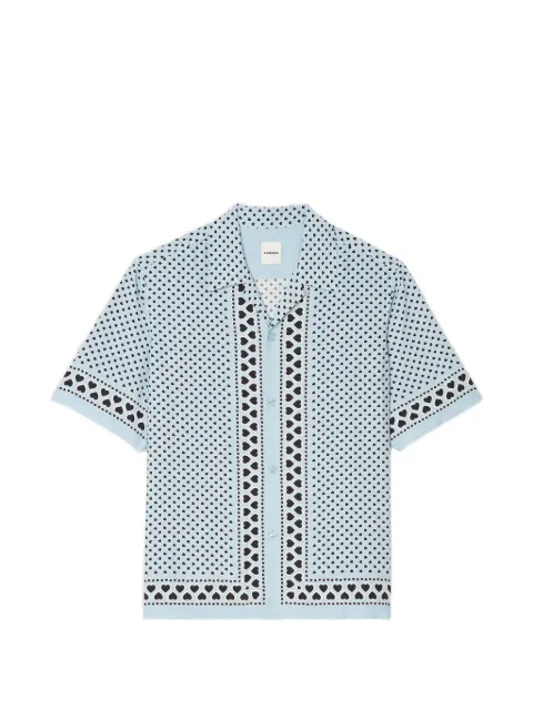 SANDRO heart motif flowing shirt Blue SHPCM01532
