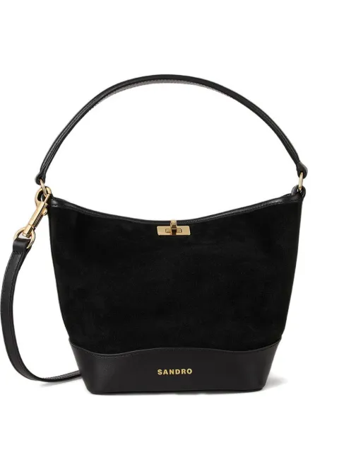 SANDRO Tangoso mini suede and leather bag Black SFASA01564