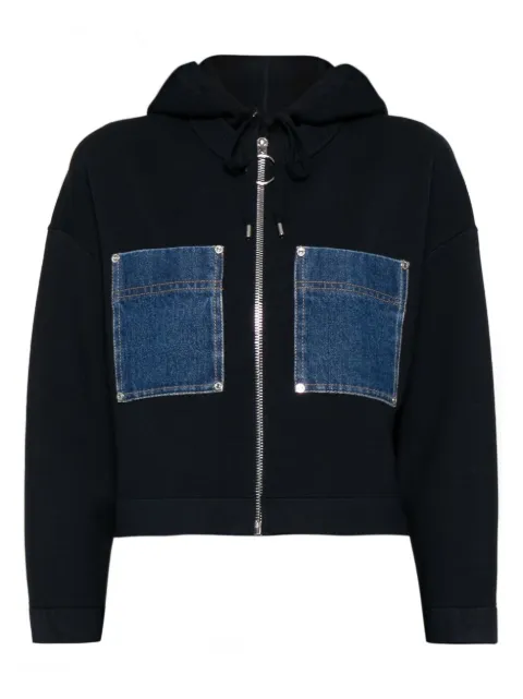 SANDRO denim patch-pockets zip-up hoodie Blue SFPCA01255