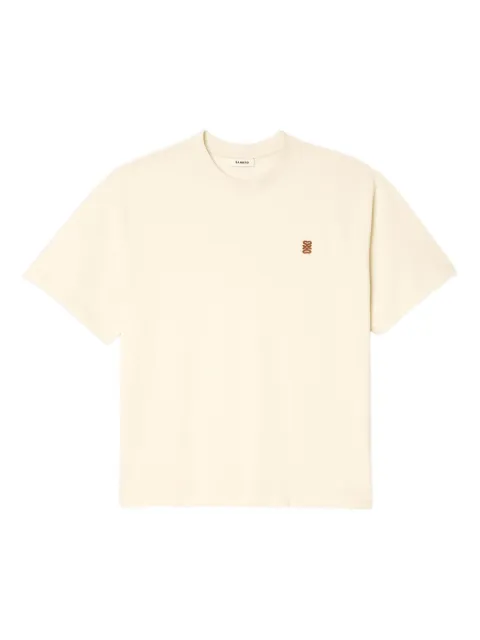SANDRO leather logo T-shirt Neutrals SHPTS01670