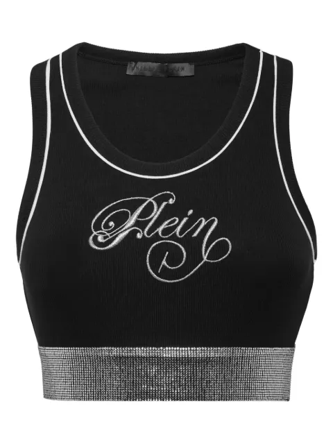 Philipp Plein ribbed-knit logo-embroidered top Black FAECWTK3764PTE003N