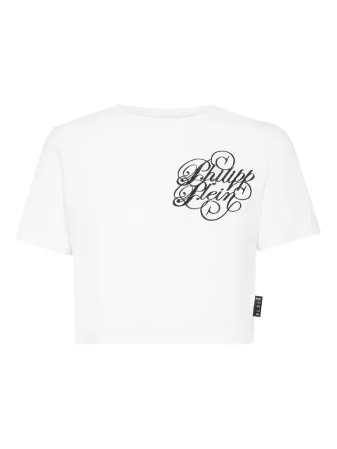 Philipp Plein logo-detail cropped t-shirt White FAECWTK3736PTE003N