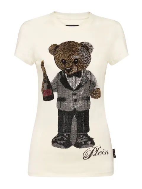 Philipp Plein teddy-print embellished T-shirt Neutrals FAECWTK3731PTE004N