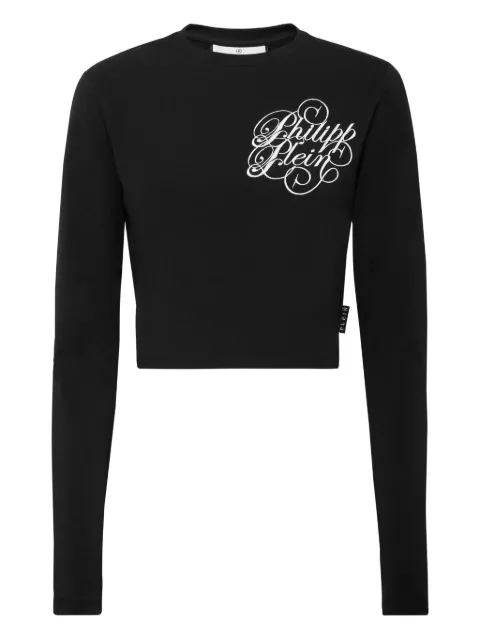 Philipp Plein long-sleeved embroidered top Black FAECWTK3732PTE003N