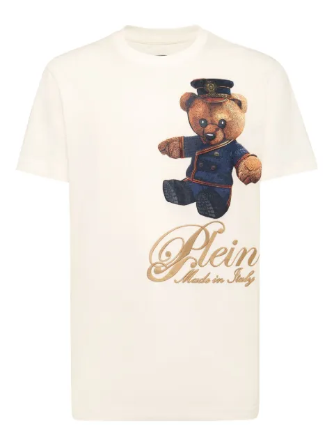 Philipp Plein teddy bear-print cotton T-shirt Neutrals FAECMTK8519PJY002N