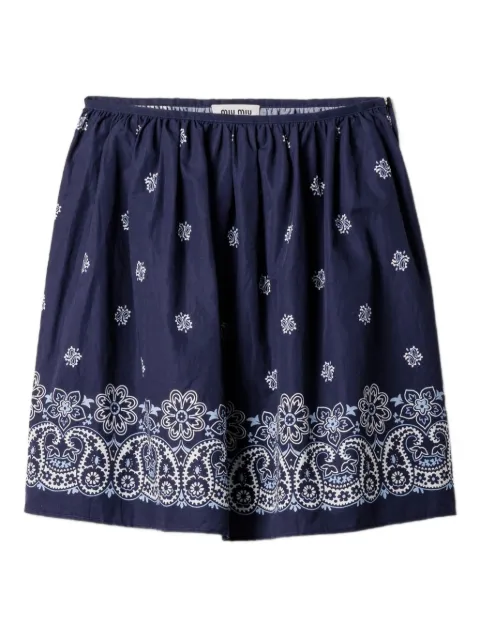 Miu Miu Cornflower slubbed poplin midi skirt Blue MG2425SOOO17X0