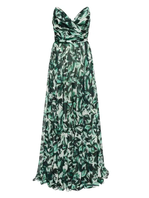 Amsale printed strapless dress Green P859