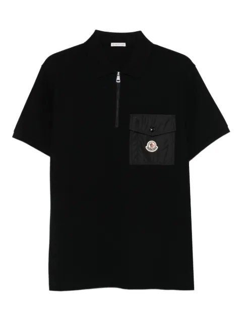 Moncler half-zip patch-pocket polo shirt Black K20918A0001789A16