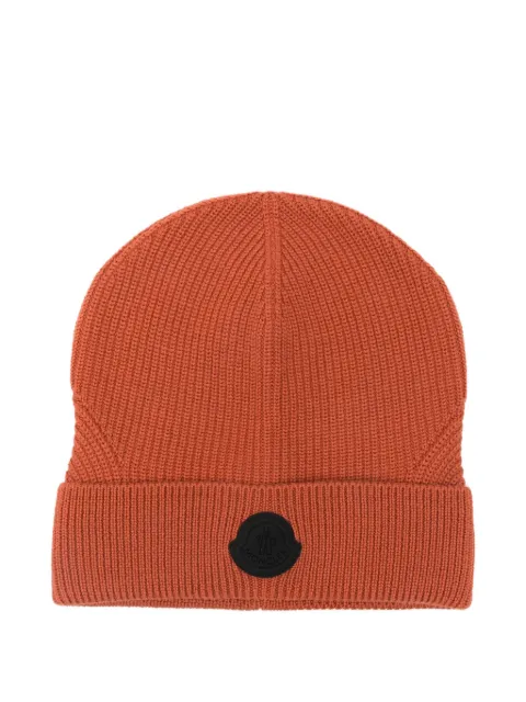 Moncler ribbed logo-patch beanie Orange K20913B00049M1131