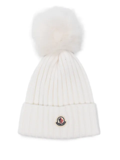 Moncler ribbed pom-pom beanie Neutrals L20933B00039M1131