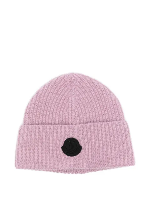 Moncler ribbed logo-plaque beanie Pink K20933B00024M7454
