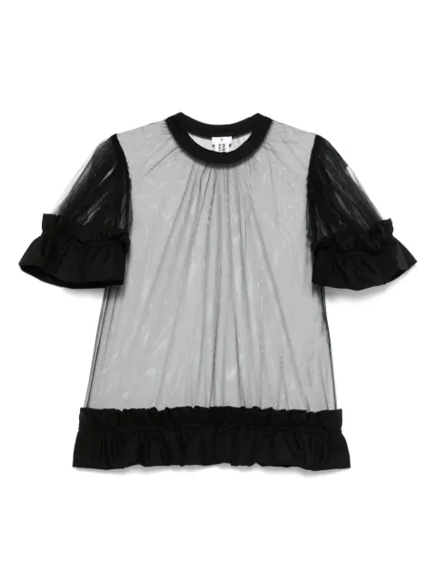 Noir Kei Ninomiya ruffle-detail sheer blouse Black 3OT019