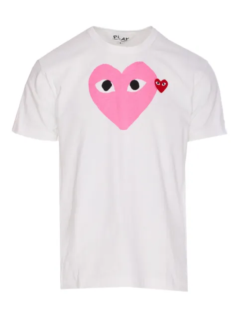Comme Des Garçons Play heart-print logo-patch T-shirt White AXT1064