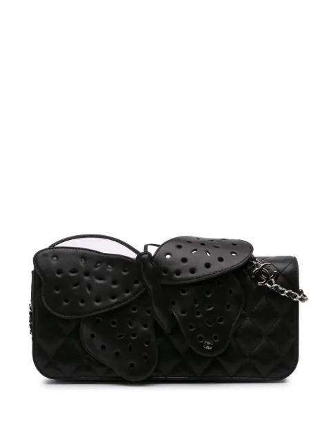 CHANEL Pre-Owned 2010-2011 Quilted Lambskin Butterfly Clutch With Chain crossbody bag Black GW6V8WGL0B0INSUR