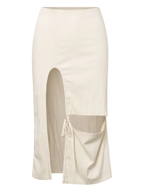 Elena Velez double slit midi skirt Neutrals YR005SK04