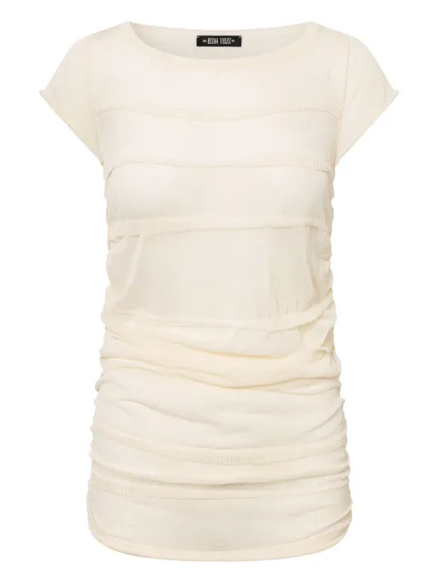 Elena Velez ruched T-shirt Neutrals YR005KN02IVORY