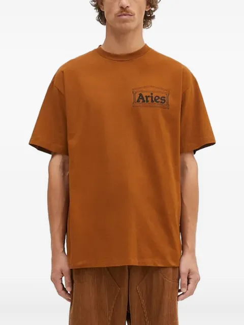 Aries logo-plaque T-shirt Brown AR6000002