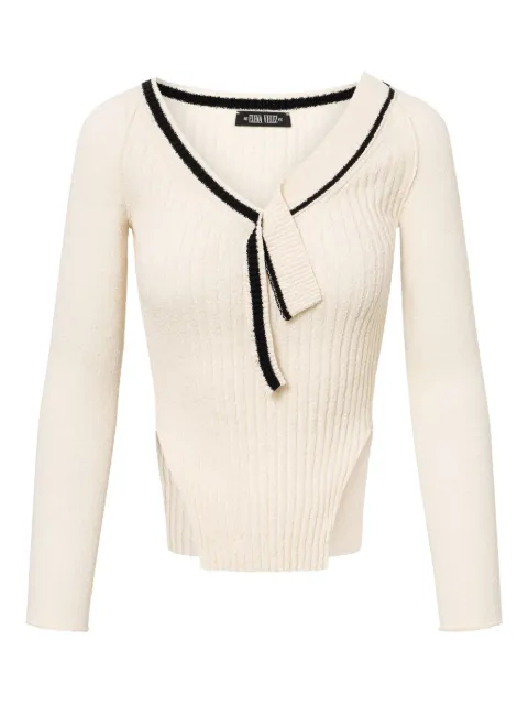 Elena Velez Varsity knitted top Neutrals YR005KN01