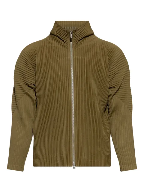 Homme Plissé Issey Miyake pleated zip-up jacket Green HP56JL180