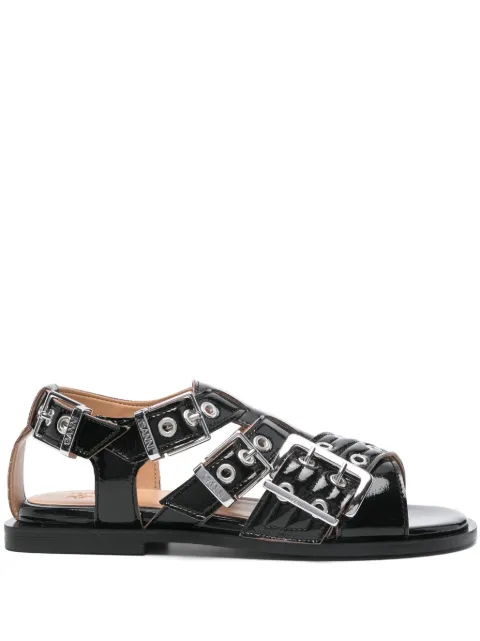 GANNI eyelet-detailing flat sandals Black S2934