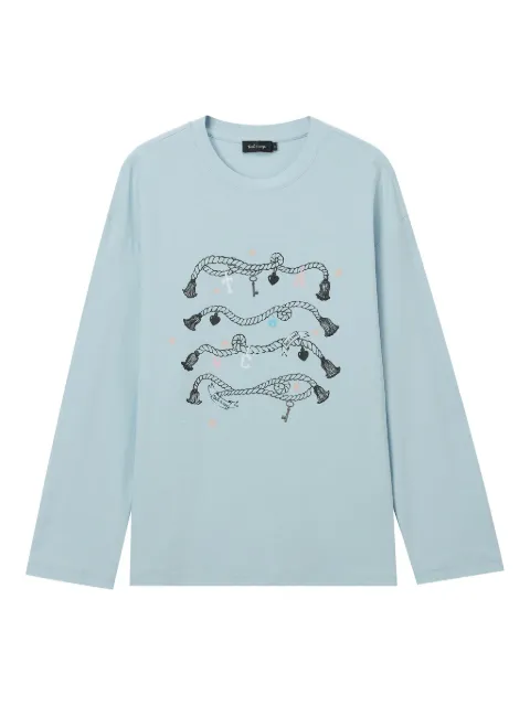 tout a coup graphic-print long-sleeve T-shirt Blue S651AU5