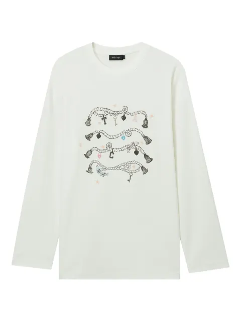 tout a coup graphic-print long-sleeve T-shirt White S651AU5