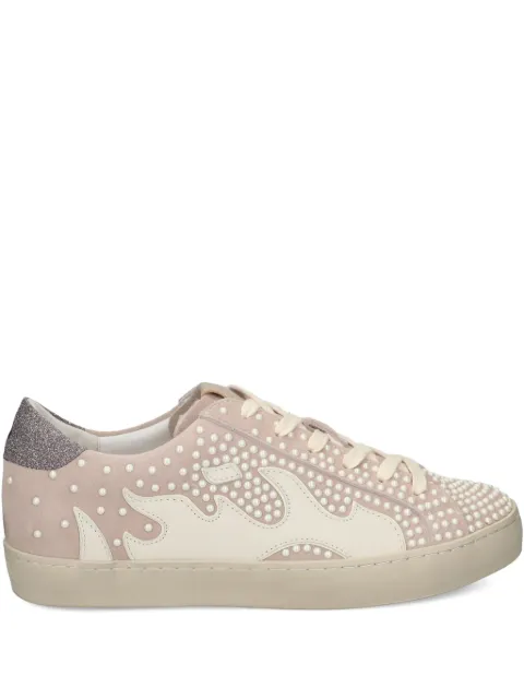 Gamin flame-embroidered embellished sneakers Neutrals 300157GM