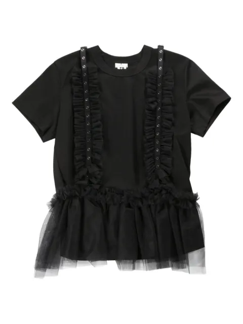 Noir Kei Ninomiya tulle-detailing T-shirt Black 3OT015051