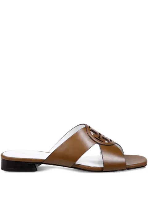 Tory Burch Miller cut-out detail leather flat sandals Brown 162574