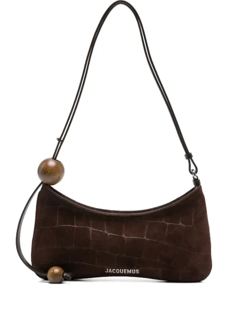 Jacquemus Le Bisou crocodile-effect wood-bead shoulder bag Brown BAW00057AC07A09