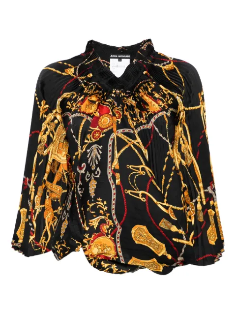 Junya Watanabe graphic-print blouse Black JOB005
