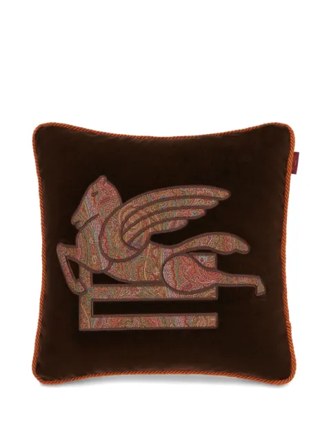 ETRO HOME logo-embroidered cushion Brown UKAA0001AR267