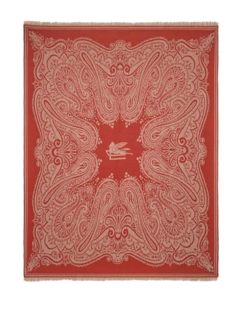ETRO HOME logo-jacquard wool throw blanket (180cm x 140cm) Red UKCA0004AL289