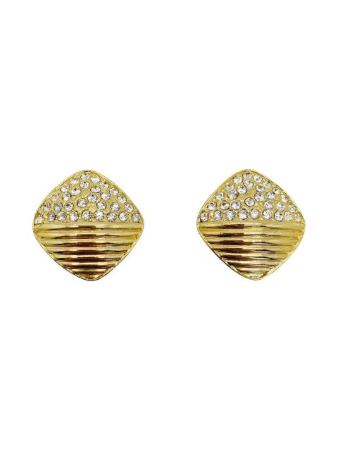 Jennifer Gibson Jewellery 1980s ribbed crystal earrings Gold JGJRIBCRYSERG