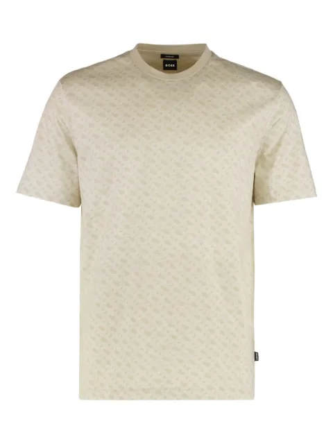BOSS logo-print crew-neck T-shirt Neutrals 50539303