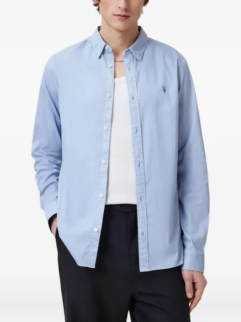 AllSaints Hawthorne embroidered-logo shirt Blue M150SB