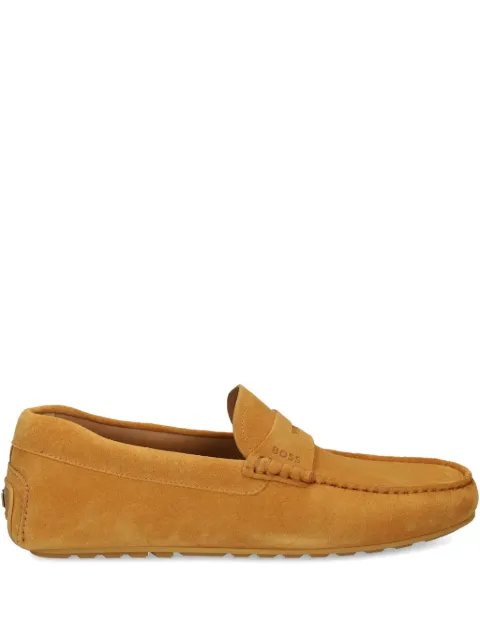 BOSS penny-trim moccasins in suede Yellow 50541750