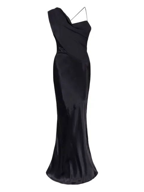 Paris Georgia Minka asymmetrical draped gown Black MNKSD002BLK