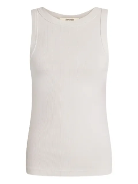 12 STOREEZ ribbed tank top White 130476