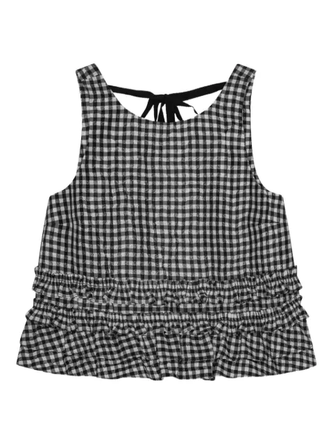GANNI check-print ruffled top Black W0594