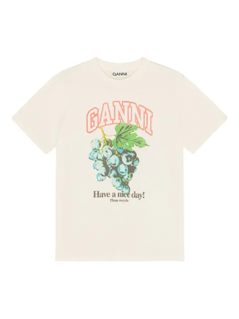 GANNI ivory grapes print T-shirt Neutrals T4230