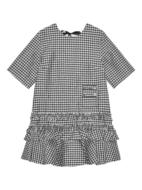 GANNI gingham-print dress Black W0464