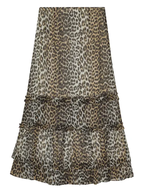 GANNI leopard-print maxi skirt Neutrals W0435