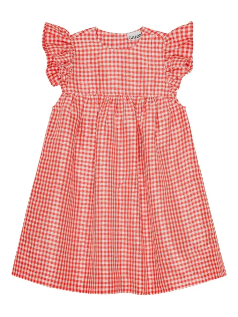GANNI gingham-print dress Red W0844