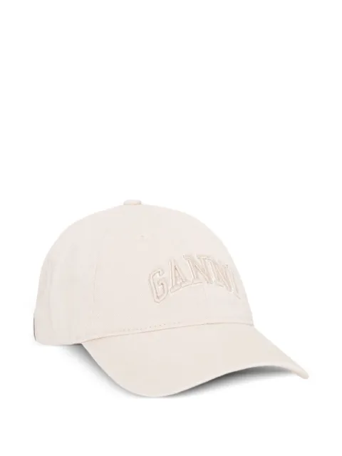 GANNI ivory canvas cap White A6901