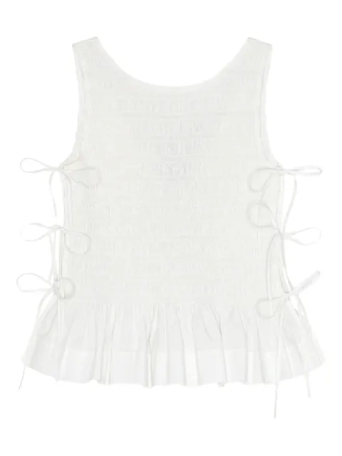 GANNI chambray seersucker top White W0886