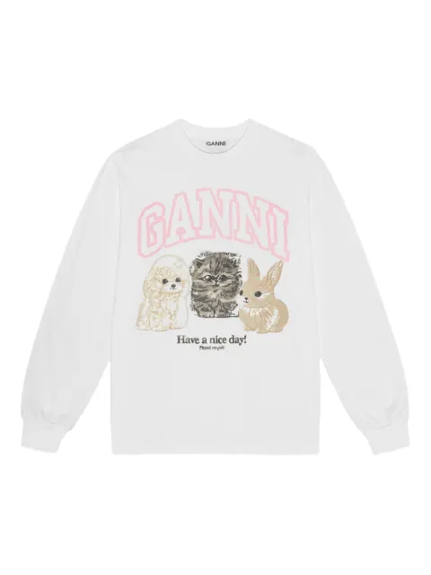 GANNI logo-print sweatshirt White T4275